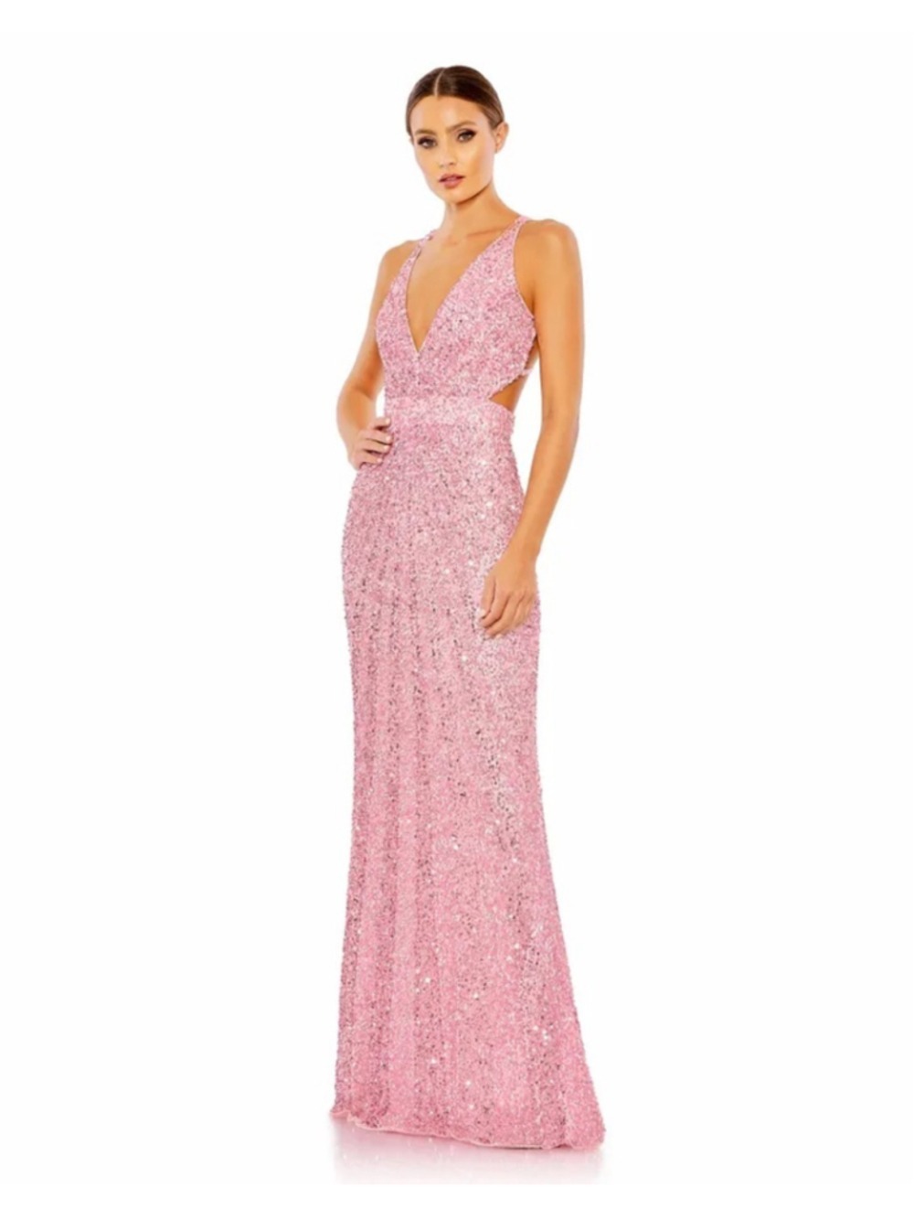 Women's Mac Duggal Pink Sequin Cutout Dress Size 6